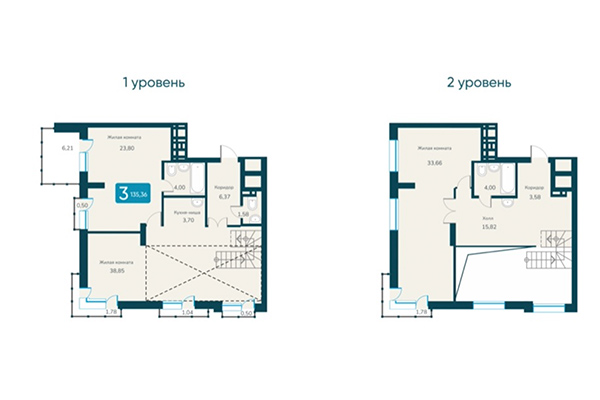 4-комнатная квартира 135,36 м&sup2; в ЖК Марсель 2. Планировка