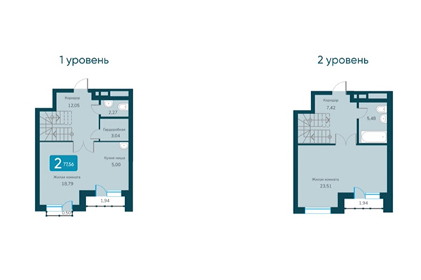 3-комнатная квартира 77,56 м&sup2; в ЖК Марсель 2. Планировка