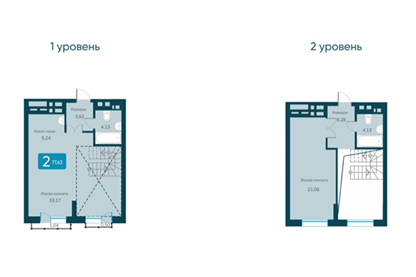 2-комнатная квартира 77,63 м&sup2; в ЖК Марсель 2. Планировка