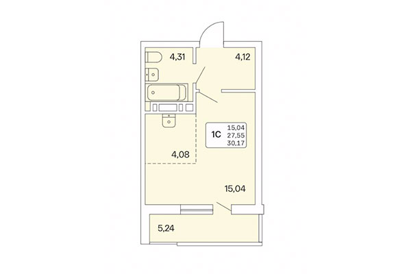 Студия 30,17 м&sup2; в Расцветай на Обской. Планировка