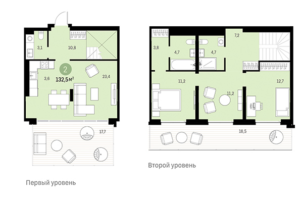 3-комнатная квартира 132,50 м&sup2; в Европейский берег. Планировка