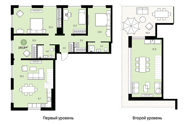3-комнатная квартира 190,80 м&sup2; в Европейский берег. Планировка
